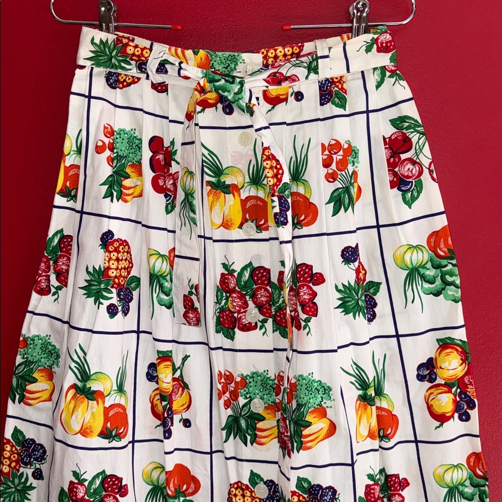 British Khaki by Robert Lighton Fruit & Veggies Cotton SAMPLE Maxi Skirt